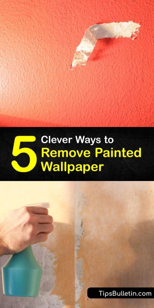 Peel off painted wallpaper with DIY stripper methods. Wallpaper removal is effortless using common materials like a spray bottle, scoring tool, and a scraper. Ingredients like hot water and vinegar easily peel off painted wallpaper. #howto #remove #painted #wallpaper