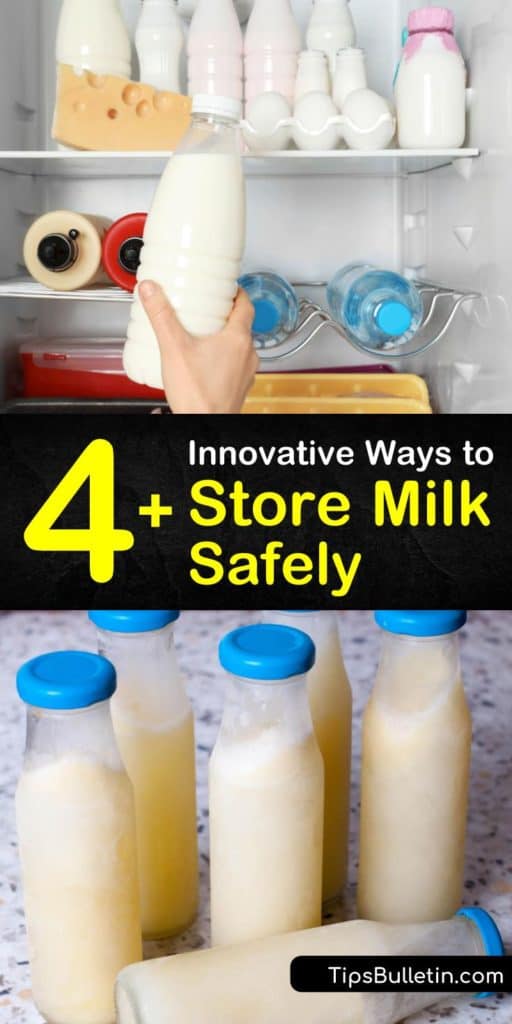 Learn how to store milk properly, whether it’s milk from the grocery store or you use a breast pump to express milk to store in a cooler bag for child care purposes. Keep fresh milk in the fridge or freeze milk long term. #howto #storing #milk