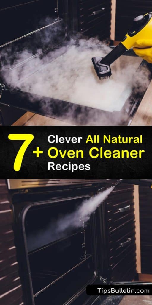 Skip the harsh chemicals and use a homemade natural oven cleaner recipe for a perfectly clean oven. Use cleaning products like white vinegar, dish soap, baking soda, and hydrogen peroxide to kick the grime out of your oven. #natural #oven #cleaner