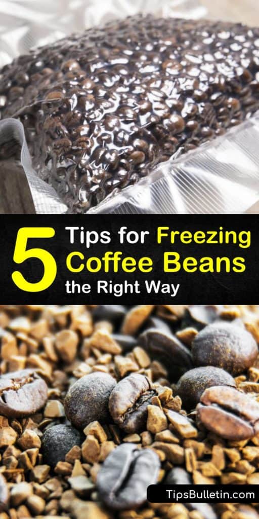 Learn how to store coffee beans in the freezer. Store coffee in a canister or airtight container in the freezer for the freshest roasted coffee beans. Frozen whole beans brew fresh coffee in a roaster with these amazing tips. #howto #freeze #coffee #beans