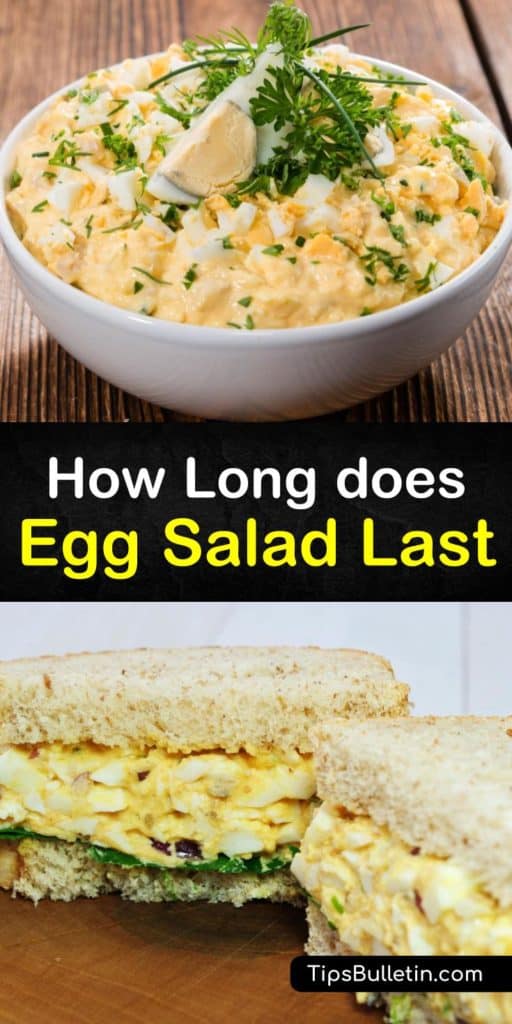 Learn how to lengthen the shelf life of your best egg salad, potato salad, or chicken salad that contains hard boiled eggs by storing it in an airtight container in the fridge or freezing it for a future egg salad sandwich. #howlong #eggsalad #shelflife #last