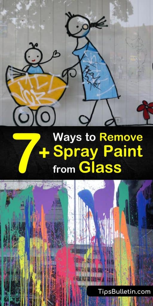 Learn how to use acetone, white vinegar, mineral spirits, and other common household solvents to remove overspray from glass surfaces. All you need is one of these paint remover products, a scraper, and glass cleaner to make the glass shine again. #remove #spray #paint #glass #DIY