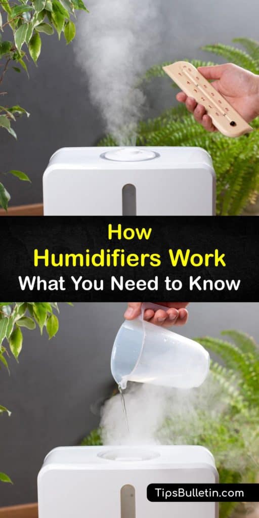 Educate yourself on how humidifiers work and the types of humidifiers available. Purchasing a cool mist humidifier or hooking one up to an air conditioner is a safe way to stop the build-up of dry air through your whole house and fill it with healthy water vapor instead. #how #humidifiers #work