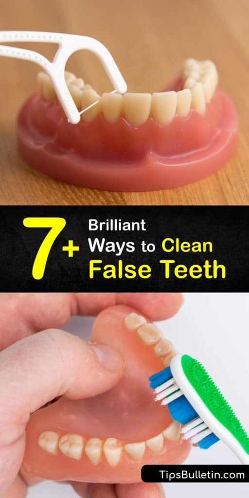 Keep your false teeth looking like new with these useful denture cleaning tips. Dentures are more fragile than natural teeth, so be cautious about the cleaning solution you choose for whitening and denture care, and never use bleach. #howto #clean #false #teeth #dentures