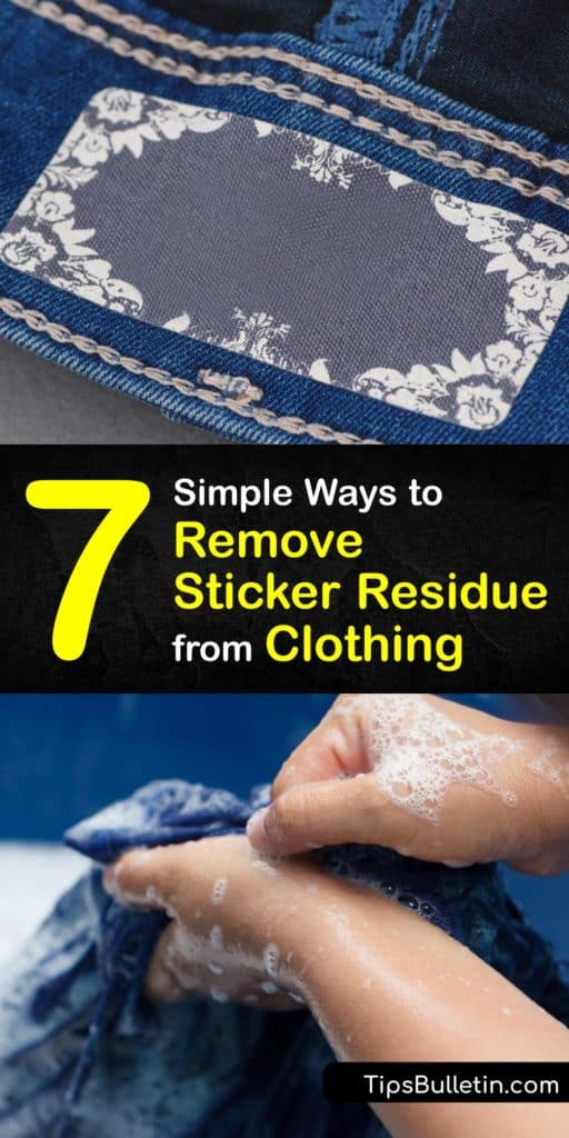 Discover the best ways of removing sticker residue from clothing. Use everyday stain remover products like nail polish remover, dish soap, or rubbing alcohol to eliminate sticky residue. Or, try making a DIY Goo Gone paste. #howto #remove #sticker #residue #clothing