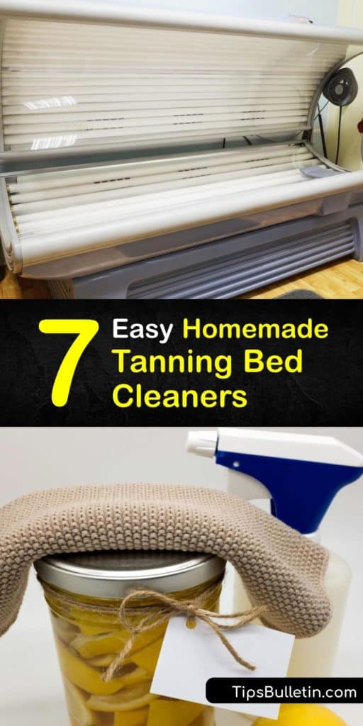 Tanning beds provide a more even tan than tanning lotions. When making a homemade cleaning product for your tanning bed, use the best ingredients like baking soda, white vinegar, and essential oils combined in a spray bottle to disinfect a tanning bed. #cleaner #tanning #bed #homemade