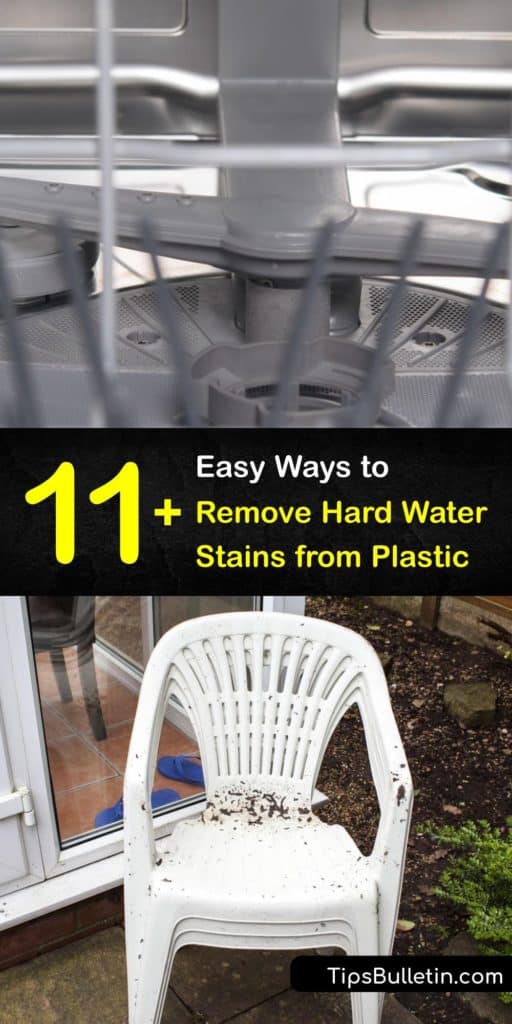 Water spots in a toilet bowl are a result of calcium deposits in your water source. To remove mineral deposits, use bleach or lemon juice to cut through buildup. Instead of scrubbing hard water deposits, create a paste to take care of the job. #howto #remove #hard #water #stains #plastic