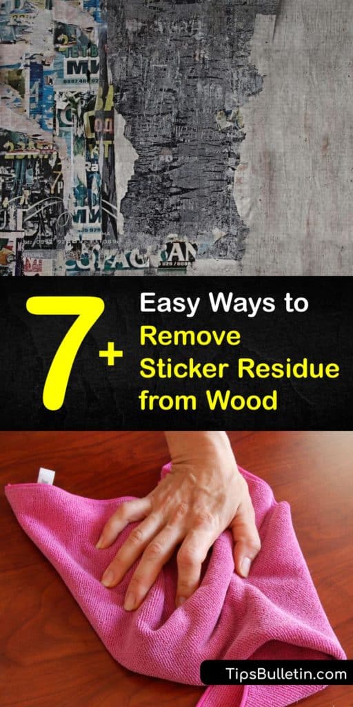 Start by treating old sticker residue with a hair dryer and a damp cloth soaked in hot water. Test adhesive removers like Goo Gone or vinegar to break down sticky residue on an inconspicuous area before using a scraper like a credit card. #remove #sticker #residue #wood