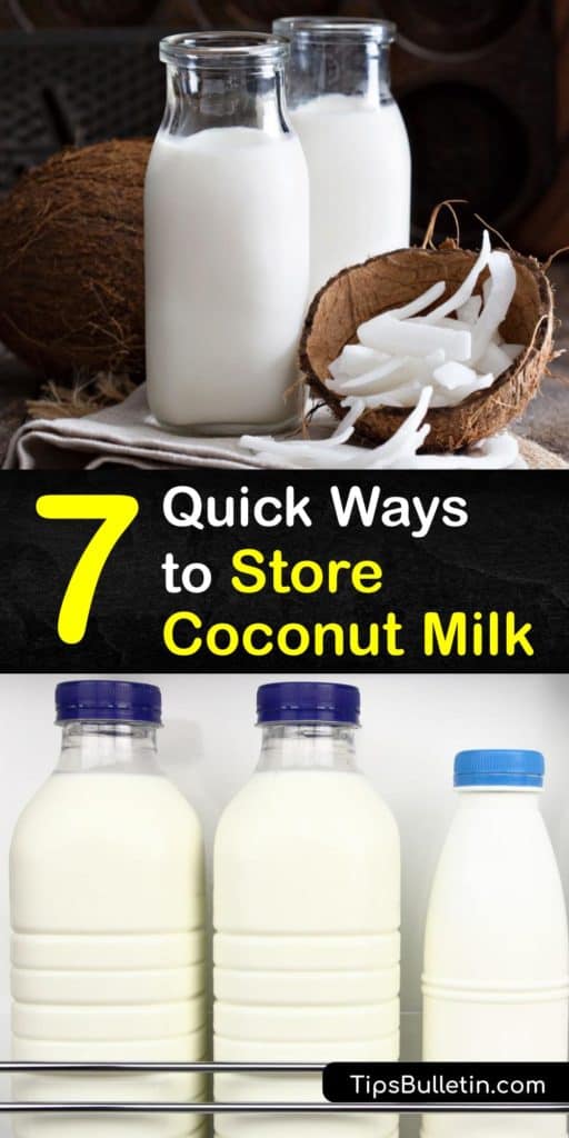 Learn how to store-coconut-milk, whether it's a can of coconut milk or homemade from fresh coconut. Freeze coconut milk to enjoy this sweet liquid past its expiration date. Store frozen coconut milk cubes in a freezer bag to use in a smoothie or soup. #coconut #milk #howto #storage