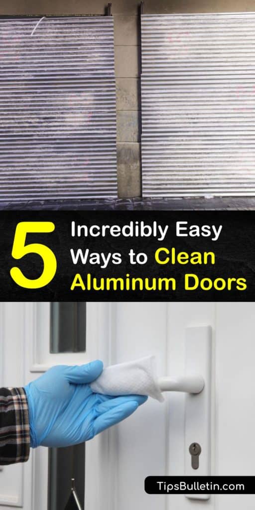 The best way to start cleaning aluminum frames is to use soapy water. Warm water loosens grime on the oxidation. To prevent corrosion of the aluminum's oxide protective layer, use a baking soda paste and fine steel wool to remove build up. #howto #clean #aluminum #doors