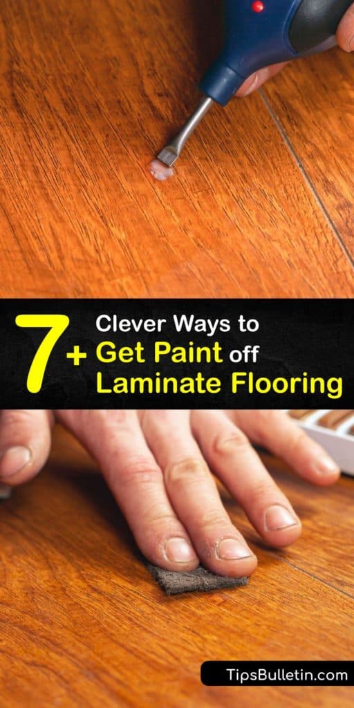 Discover a great cleaning solution for a latex paint spill on a laminate floor. Dried paint doesn’t stand a chance against nail polish remover, mineral spirits, and rubbing alcohol. These cleaning agents clean up paint and act as a paint thinner. #howto #clean #paint #laminate #floor