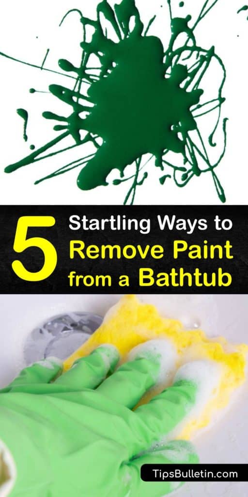 Discover the best way to remove paint from a bathtub without using a harsh paint stripper. Try a DIY paint remover like acetone, Ajax, baking soda, or vinegar to get paint off your acrylic-tub. Only use a scraper on porcelain or metal tubs. #howto #remove #paint #bathtub