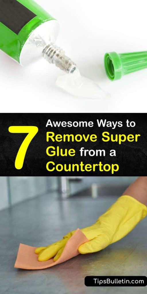 Learn how to remove super glue from a kitchen counter, whether it's laminate, quartz, or granite. Scrape with a razor blade, soak paper towel in water, or use acetone on a cotton ball. After scrubbing off the adhesive, wipe with a damp cloth and soapy water. #superglue #remove #countertop