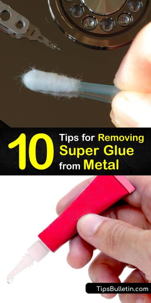 Eliminate a super glue stain on a metal surface with one of many DIY tricks. Treat the affected area with warm water to start. Use acetone or hydrogen peroxide to dissolve dried adhesive. To remove glue from silver, use pure acetone to protect the metal. #howto #remove #superglue #metal
