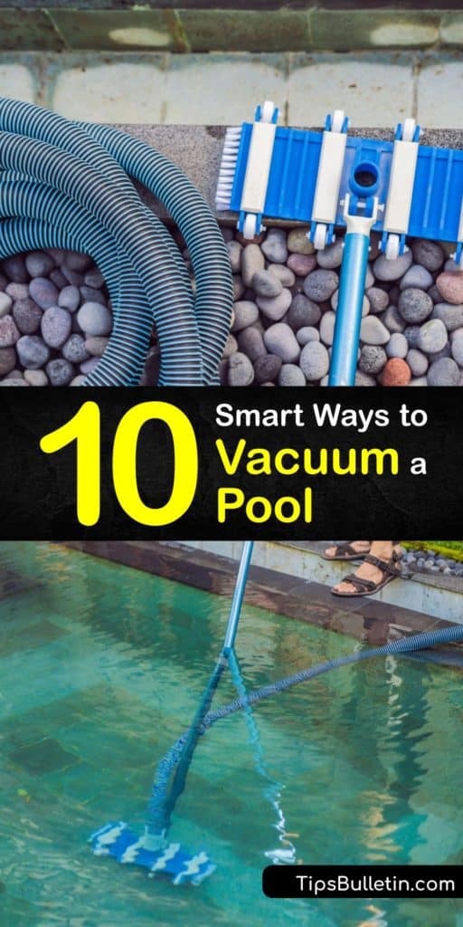 Learn everything you need to know about cleaning an inground and above ground pool. Attach the telescopic pole and vacuum hose to the vacuum brush and the other end of the hose to the suction hole or vacuum plate to remove dirt and debris from the bottom of the pool. #howto #operate #pool #vacuum