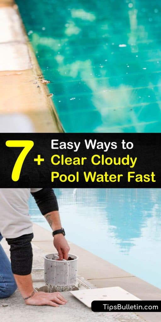 Utilize your swimming pool all summer when you use these helpful tips to backwash the pool filter and skimmer, vacuum the bottom of the pool, check the ppm for calcium hardness, and make a DIY pool clarifier from baking soda. #clear #cloudy #pool #water