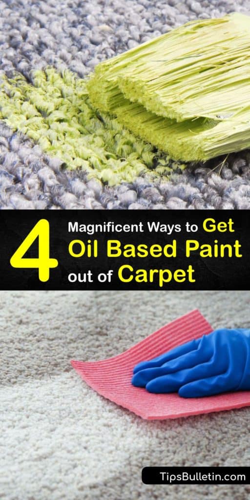Using acrylic paint and latex paint can result in a paint spill. Dried paint settles deep into carpet fibers, so treat an oil paint spill right away. Turpentine and cold water loosen paint, making clean up easy. Cold water is best for stains instead of hot water. #oil #based #paint #carpet #clean