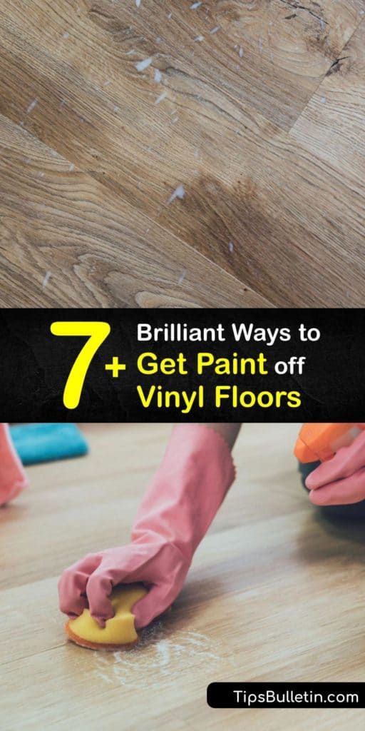 Learn how to get paint off your vinyl flooring, whether it is wet or dried paint, or oil-based or latex paint. Use paper towels to remove as much wet paint as possible and use mineral spirits, acetone, or a solvent to clean dried paint from the surface. #howto #remove #paint #vinyl #floor