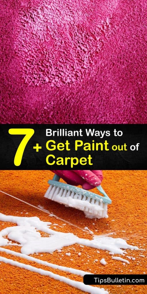 Discover the best carpet cleaning tips to lift paint spills with soapy hot water, acetone, and more. First remove as much latex, oil, or acrylic paint as you can with a putty knife. Dried paint is harder to clean once it bonds to the fibers. #cleaning #paint #carpet #remove