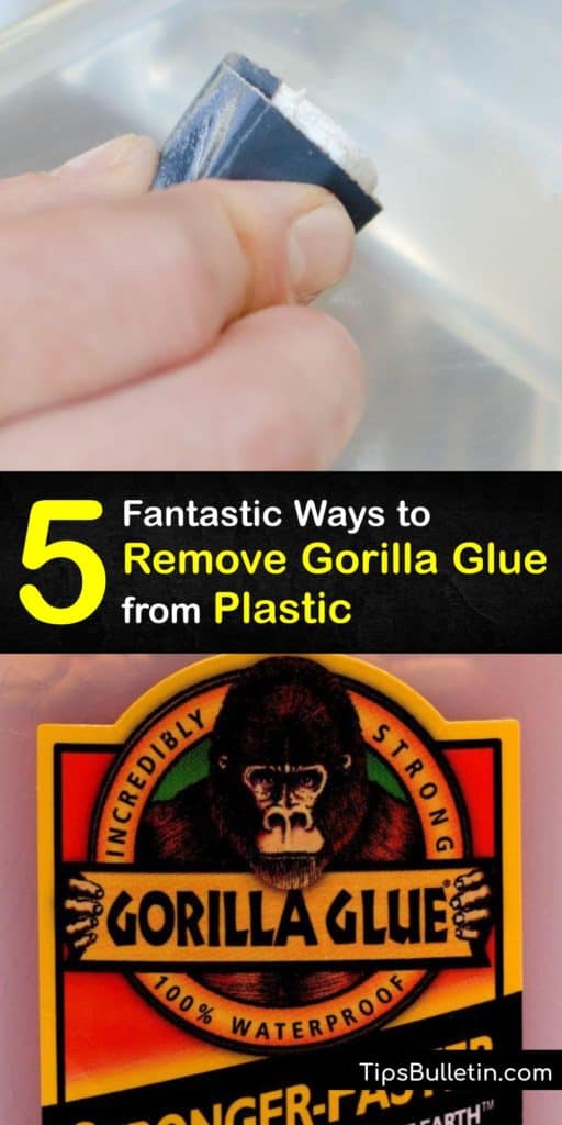 Learn how to break down adhesive ingredients in super glue like polyurethane. Treat the affected area with a cotton ball soaked in rubbing alcohol or paper towel and soapy water. Sandpaper and a scraper work great to break off large flakes. #howto #remove #gorillaglue #plastic