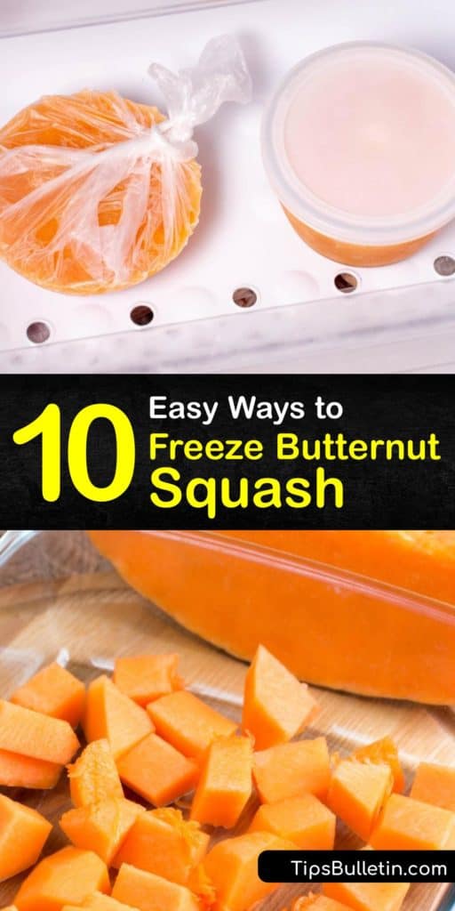 Store winter squash, like acorn and butternut, for unique food preservation methods using your freezer. Play around with ice cube trays, a baking dish, a food processor, and boiling water before putting them in freezer bags and storing them for the winter. #freeze #butternut #squash