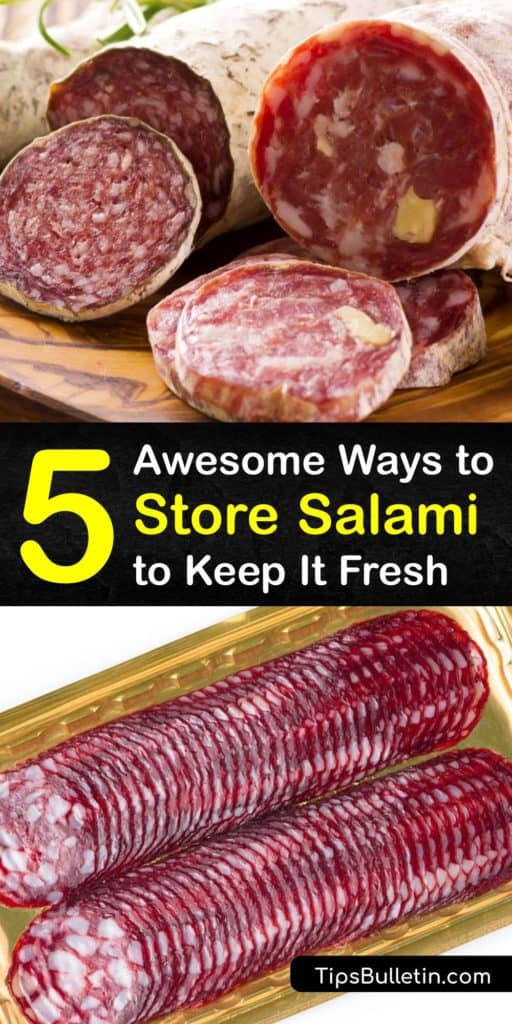 Discover ways to store hard salami, pepperoni, and other Italian cured meats to keep them fresh. Keep salami in the original packaging and wrap the cut end with plastic wrap after opening and store it in the fridge, or freeze leftover salami in a freezer bag. #howto #salami #storing