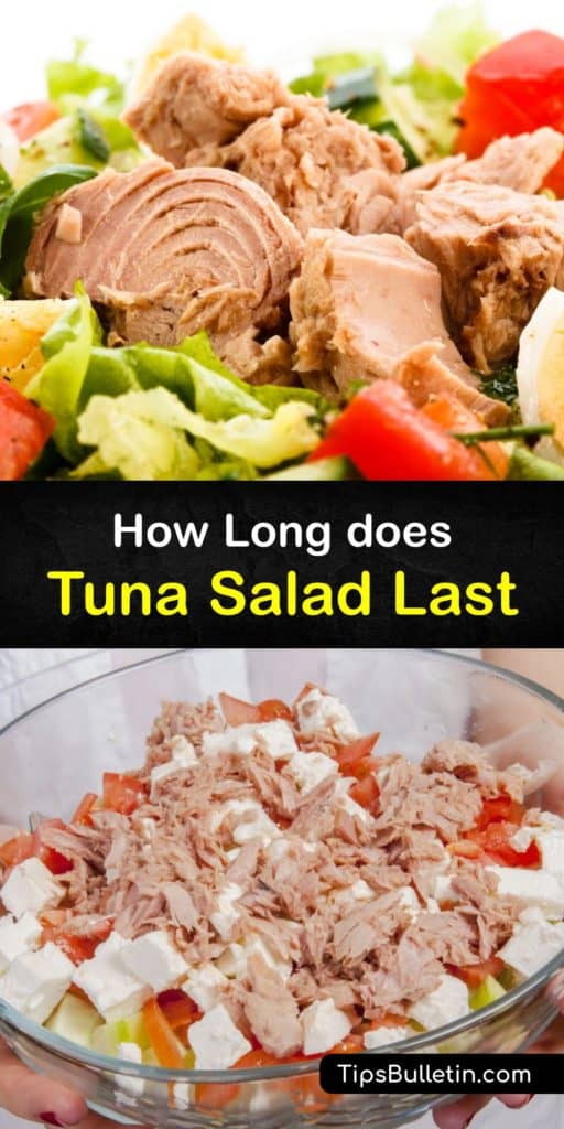 How long does tuna salad last in the fridge, and how long can tuna salad be left on the counter? It’s vital to refrigerate tuna fish and egg salad for food safety reasons, and we discuss ways to prepare and store this salad for short and long-term storage. #howto #tuna #salad #storage