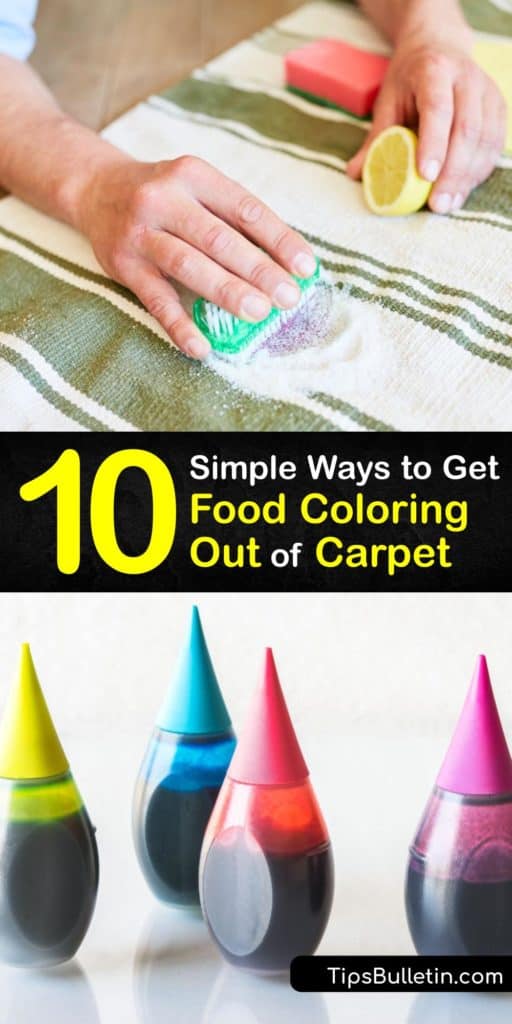 Try these quick and easy carpet stain removal tips to get rid of food coloring stains from your carpet. Our methods encourage the use of everyday household items such as a paper towel and white vinegar to remove food color stains from your carpet. #carpet #cleaning #food #coloring