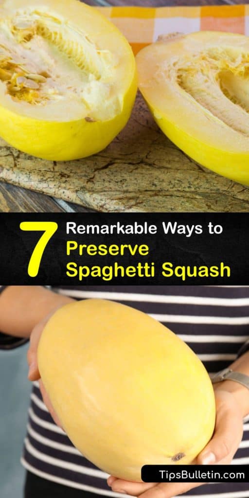 Discover ways to store fresh and cooked spaghetti squash using various methods and make a recipe with the squash strands. Spaghetti squash is a gluten free, winter squash that is low in carbohydrates and stores well in the fridge and freezer. #howto #preserve #spaghetti #squash