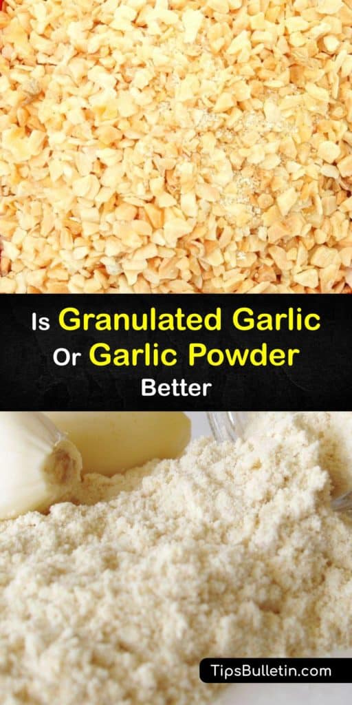 Discover the differences between granulated garlic and garlic powder. Dehydrated garlic, minced garlic, garlic salt, and garlic flakes have the garlic flavor of fresh garlic cloves, but they have different textures. #granulated #garlic #powder