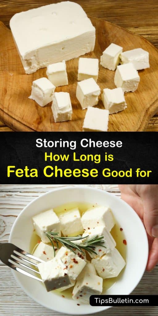 Learn how long feta cheese lasts depending on how you store it. This Greek cheese has a limited shelf life at room temperature, and an unopened block of feta or crumbled feta in olive oil or brine lasts considerably longer in the fridge or freezer. #feta #cheese #fresh #spoiled