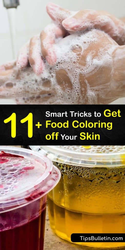 Remove a tough food color and hair dye coloring stain with a little bit of soap, warm water, and shaving cream. These products help remove a dye stain from your skin that comes from hair coloring, food dye, and other artificial colors. #howto #remove #food #coloring #skin