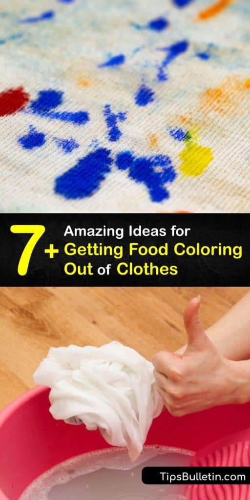 Discover how to remove a food coloring stain from your clothes using simple solutions. Coloring stains are easy to clean off fabric using warm water, laundry detergent, hydrogen peroxide, rubbing alcohol, and white vinegar. #remove #food #coloring #clothes