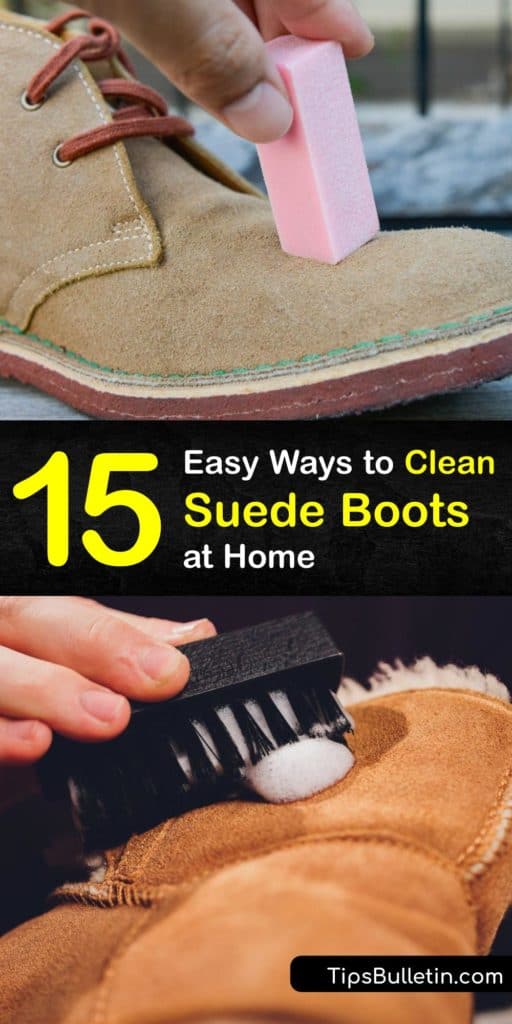 Learn ways to clean suede boots and maintain them to prevent wear and tear. Find out how to use a suede brush, suede eraser, baking soda, white vinegar, and a commercial suede cleaner to remove everyday dirt and a tough stain. #howto #cleaning #suede #boots