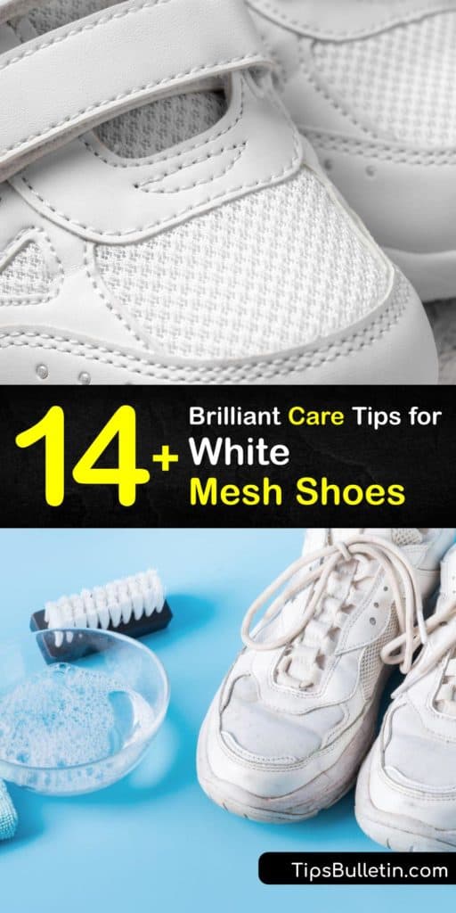 Learn how to remove stubborn stains from white mesh shoes. Use baking soda, dish soap and laundry detergent on even the toughest stain for clean white shoes or a sparkling mesh sneaker in no time. #clean #white #mesh #shoes