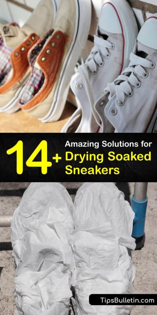 Discover how to clean and dry shoes of all types, from athletic shoes and canvas sneakers to leather shoes. Wet shoes are no fun to wear. Some types are safe to dry in the clothes dryer, while others are better off drying with towels, rice, or sunshine. #howto #drying #sneakers #shoes