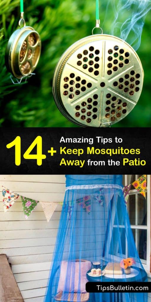Discover how to repel adult mosquitoes and prevent mosquito larvae from becoming a swarm of flying pests by removing standing water. Repelling mosquitoes is easy if you use a citronella candle or homemade repellent with essential oil. #howto #repel #mosquitoes #patio