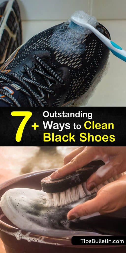 Discover how to get clean white shoes and black shoes that are stain free without using shoe polish. Use white vinegar, baking soda, a suede brush, and more to remove stains from your black sneakers and leather shoes to leave them looking new. #clean #black #shoes