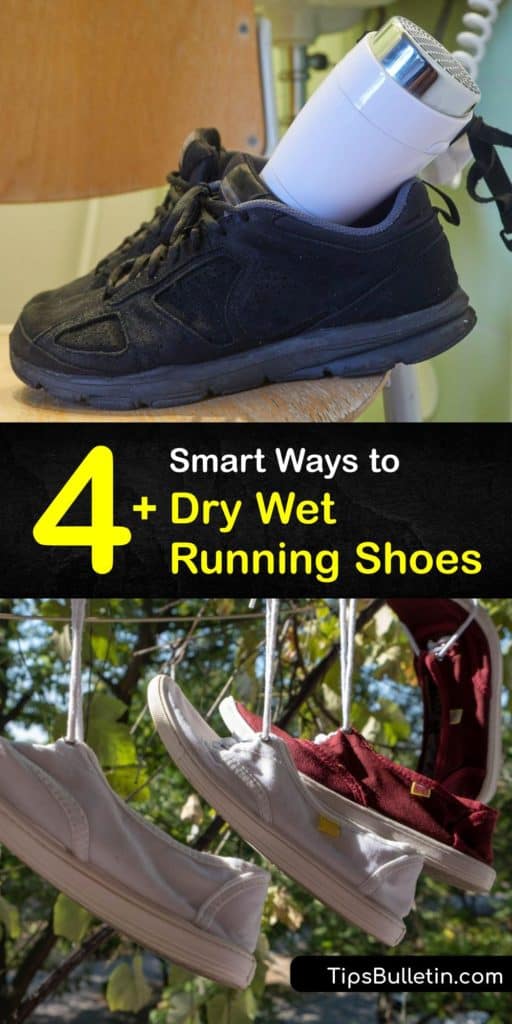 Learn how to dry wet running shoes or trail running shoes using a dryer or paper towels to make wet shoes into a dry shoe. Find a shoe dryer idea that works for wet shoes from the washing machine or to dry your leather shoes. #dry #wet #running #shoes
