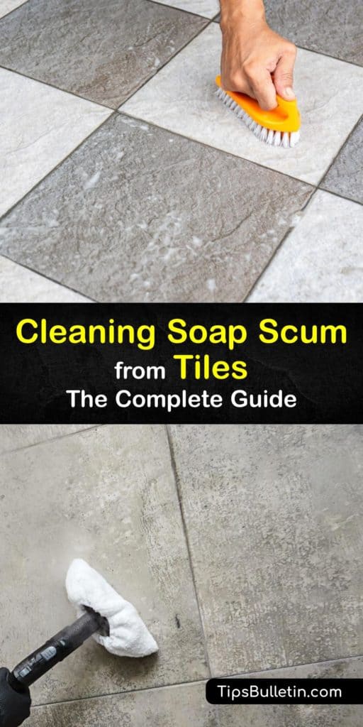 Explore homemade hard water stain and soap scum remover options for ceramic tile and grout on the shower wall. Use household items like white vinegar or a baking soda and hydrogen peroxide paste to tackle stubborn stains and leave your tile clean and sanitary. #remove #soap #scum #tiles