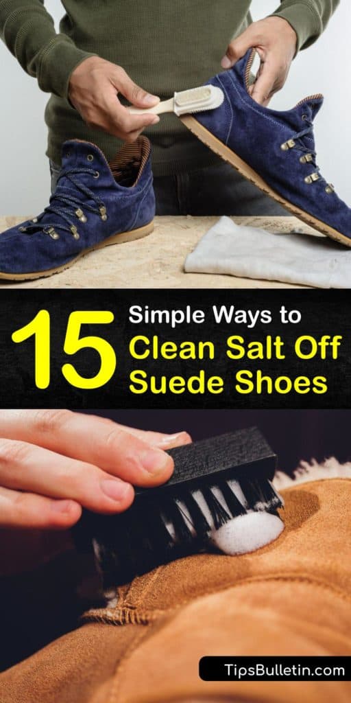 Learn how to remove salt stains from suede boots in a few simple steps. It’s easy to clean a suede shoe with white vinegar, suede cleaner, and a suede brush. Applying a suede protector to the material helps keep your footwear safe from water and salt stains. #howto #clean #salt #suede #boots