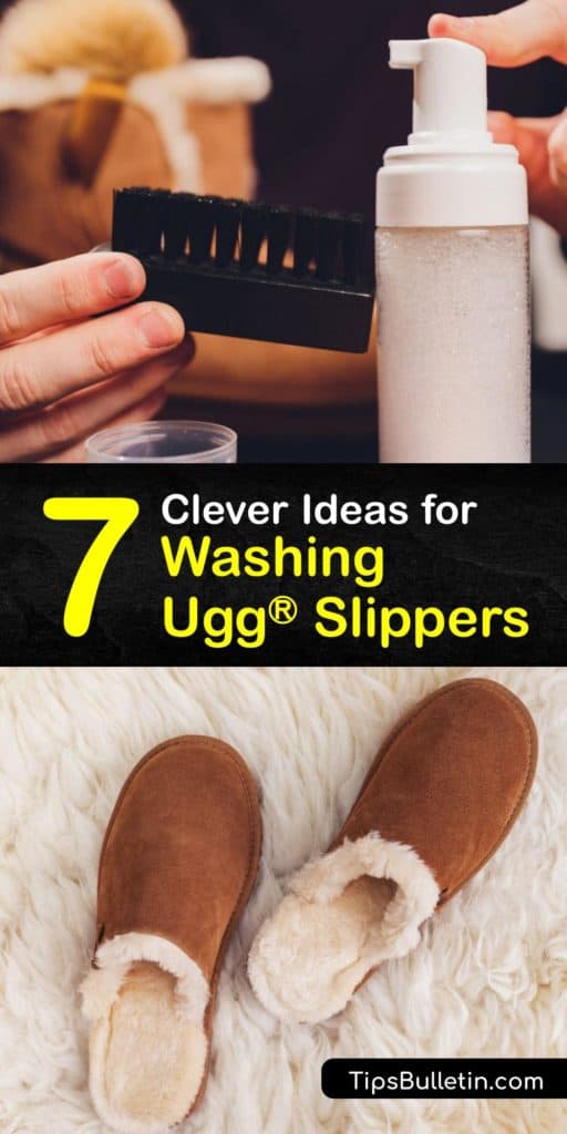 Explore ideas for washing suede and sheepskin slippers like Uggs® to remove a salt stain, water stains, or other tough blemishes. Use everyday items like baking soda, distilled white vinegar, warm water, and corn starch for clean and odor-free Ugg® slippers. #wash #uggs #slippers