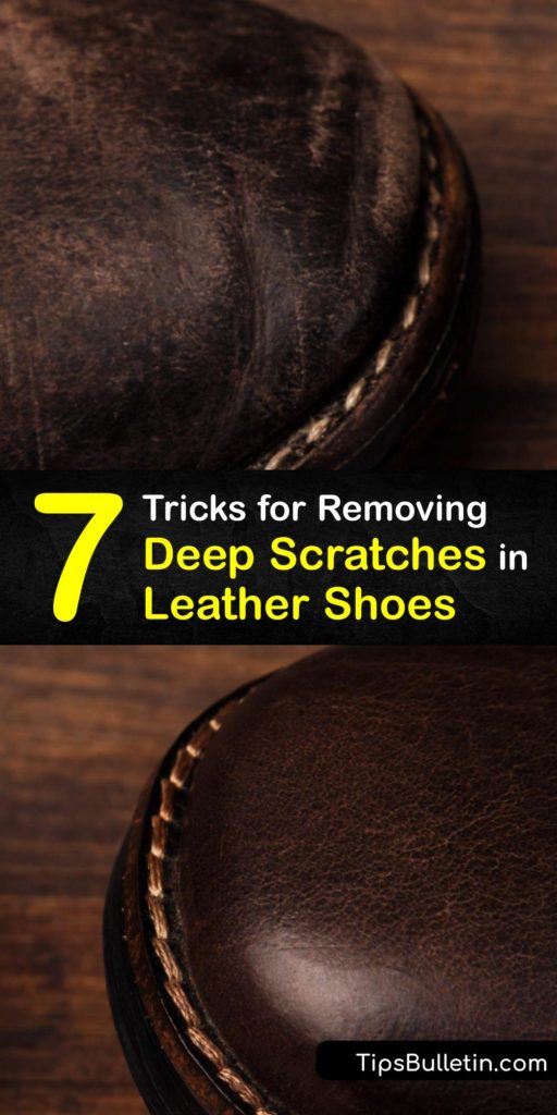 A scratch or scuff mark ruins leather boots, shoes, and leather furniture. Use petroleum jelly, white vinegar, leather filler, and more to repair scratches and scuff marks. Apply leather conditioner or shoe polish with a soft cloth for a perfect finish. #remove #deep #scratches #leather #shoes