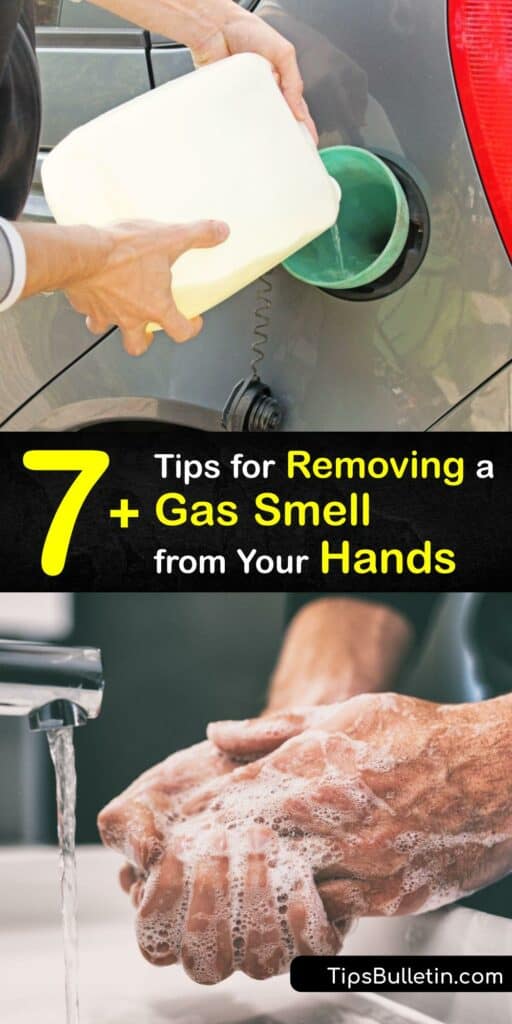 Spilled gasoline contains hydrogen sulfide which can cause gasoline poisoning and carries an annoying gasoline odor. Discover how to remove the smell of gasoline from your hands with lemon juice, vanilla extract, baking soda, white vinegar, and more. #remove #gas #smell #hands