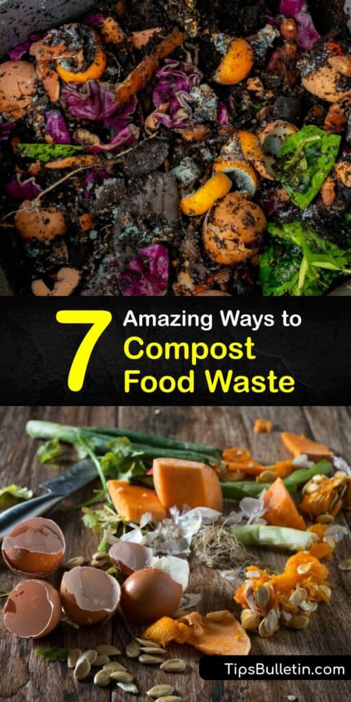 Learn how to compost food scraps and yard waste in the compost pile to turn them into plant fertilizer. Food waste composting is a cheaper way to add nutrients to the garden than commercial fertilizers, and organic waste enriches the soil for healthy plant growth. #compost #food #waste