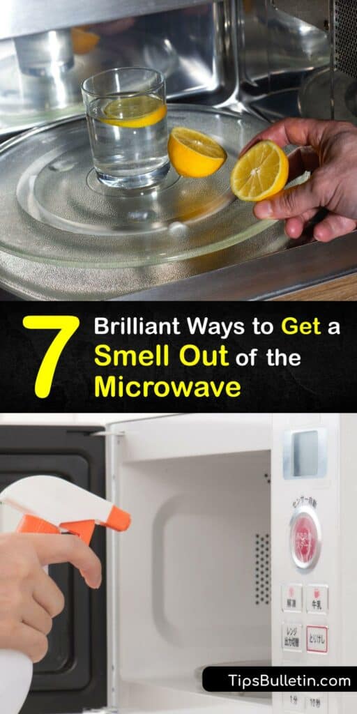 Discover how to clean and freshen your microwave to remove burnt popcorn smell and other food odor. It’s vital to maintain and clean your microwave - baking soda, vinegar, coffee grounds, and lemon juice all work wonders to get rid of a microwave smell. #howto #remove #smell #microwave