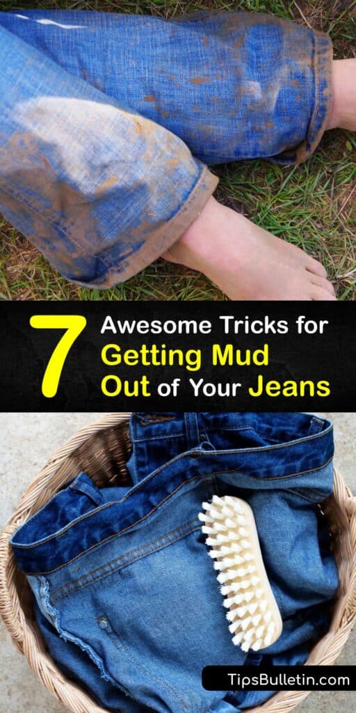 Discover ways to get mud stains out of jeans using a few simple solutions. It’s easy to remove stains from caked-on dirt with warm water, laundry detergent, white vinegar, and a stain remover and restore the appearance of your pants. #howto #remove #mud #jeans
