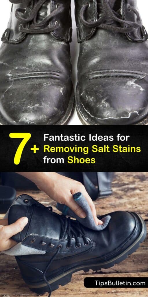 Learn how to remove a salt stain from suede boots, leather boots, white shoes, and more. Use items like saddle soap, white vinegar, dish soap, and rubbing alcohol to break down tough salt stains and restore your suede shoes to their former glory. #remove #salt #stains #shoes