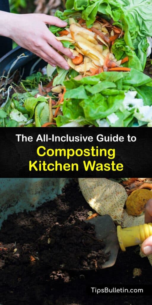 Kitchen scraps are a perfect source of wet waste for your compost pile or trench composting. Use your food scraps and nitrogen-rich organic waste in a 1:3 ratio with dry waste to make compost. Composting reduces food waste and makes organic fertilizer. #diy #compost #kitchen #waste