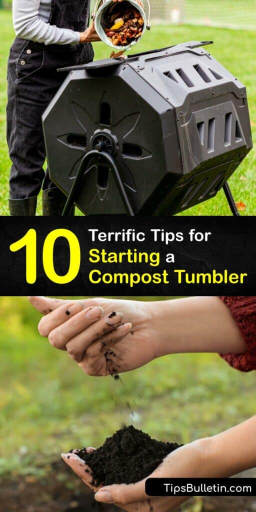 Learn how to use a compost tumbler to turn grass clippings, kitchen scraps, and other scrap materials into rich compost. Unlike a compost heap or compost pile, a tumbler keeps yard and food waste off the ground, turning scraps into fertilizer faster. #tumber #compost